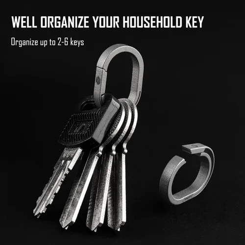 Vista 2 de KeyUnity KA31SW Mini Llavero dividido organizador de llaves de liberación rápida, cuchillo plegable de titanio KK01CBBP y llavero mosquetón