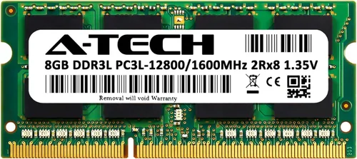 Vista 2 de A-Tech 8 GB de RAM para DynaBook Satellite C55t-B5349 DDR3L 1600MHz PC3-12800 Non ECC SO-DIMM 2Rx8 1.35V - Módulo de actualización de memoria