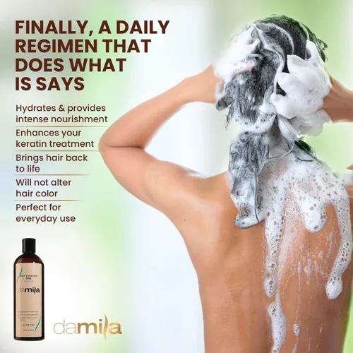 Vista 3 de damila Champú sin sal y sulfato para queratina y cabello teñido - Perfecto para cabello dañado, encrespado, rizado o seco (4 onzas líquidas)