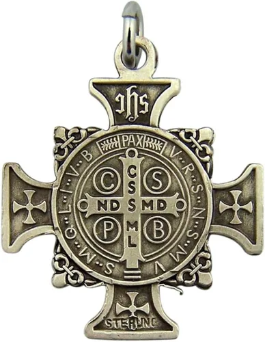 Vista 2 de HMHReligiousMfg - Colgante de cruz maltesa de plata de ley 10in