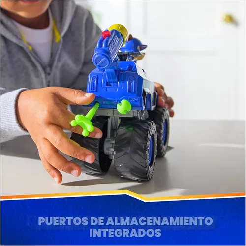 Vista 5 de Paw Patrol: Rescue Wheels Chase's Cruiser, camión de juguete con lanzador de proyectiles y figura de acción coleccionable, juguetes para niños