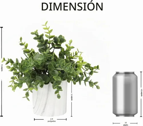 Vista 3 de Hollyone Plantas artificiales de interior, mini plantas artificiales de plástico, plantas verdes pequeñas, plantas falsas de eucalipto decoración