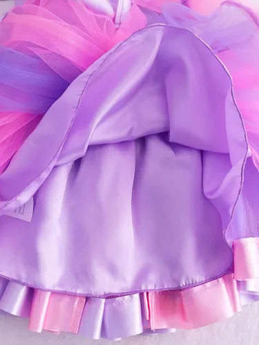 Vista 3 de Doctor Unicorn Conjunto de cumpleaños para niñas, vestido con falda de tutú, camiseta de unicornio, diadema y banda de satén