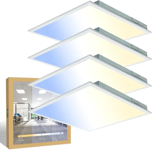 Vista 7 de Luz de panel plano LED de 1 x 4, 5000 K, 4000 K, 3000 K, 1 x 4, lámpara de techo LED Troffer Drop, 0-10 V regulable, 100-277 V, certificación ETL