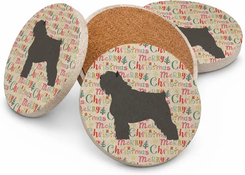 Vista 28 de AIDI Atlas Mountain Dog Merry Christmas - Posavasos grandes de piedra arenisca, paquete de 4