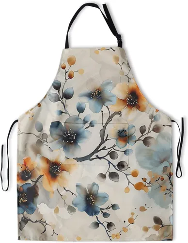 Vista 34 de Delantal impreso delantales de pintura de poliéster con bolsillo para cocinar cocina a la parrilla adultos