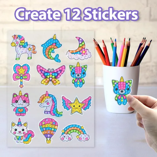 Vista 4 de WAHFNG Gem Art, Kit de Pintura de Diamantes para Niños - Crea Tus Propios Adhesivos, Llaveros y Atrapadores de Sol - Artes y Manualidades para Niñas