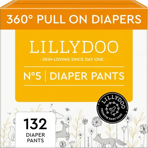 Vista 13 de LILLYDOO Pantalones de Pañal para Niños Pequeños - Talla 5 (24-35 libras), Suministro Quincenal (66 unidades), Amigables con la Piel, Ultra Suaves