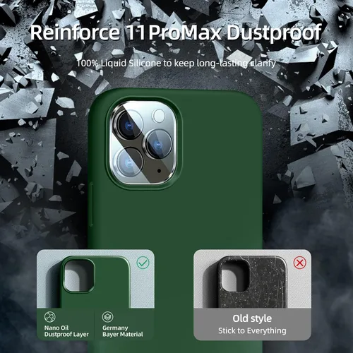 Vista 4 de Funda 5 en 1 para iPhone 11 Pro Max de 6.5, con 2 protectores de pantalla + 2 protectores de lente de cámara, funda delgada de silicona líquida a