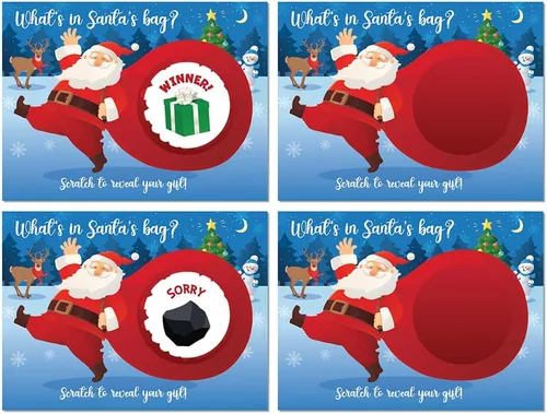 Vista 5 de My Scratch Offs Paquete de 26 tarjetas de juego para rascar, 3 x 4 pulgadas, divertidos recuerdos de fiesta de Navidad para adultos, familias