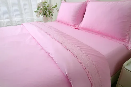 Vista 6 de Fundas de almohada de encaje rosa, fundas estándar de algodón, fundas de almohada Shabby Chic para cama, princesa francesa de campo, 2 unidades, 20