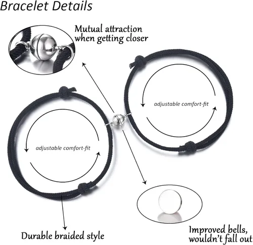 Vista 4 de Tarsus Juego de pulsera magnética para pareja votos de amor eterno joyería regalos para pareja o mejores amigos
