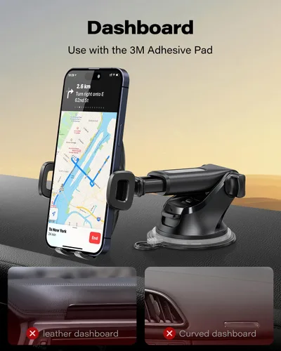 Vista 7 de APPS2Car Soporte de teléfono con ventosa, soporte universal para teléfono para parabrisas de automóvil, salpicadero, ventana, soporte para teléfono