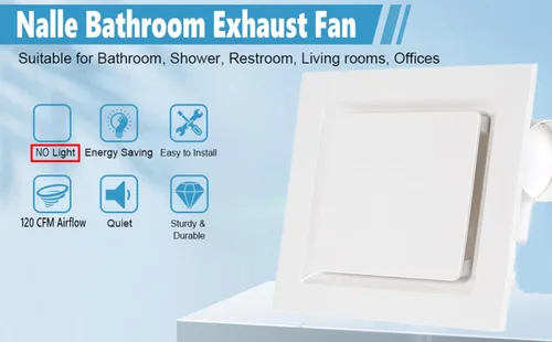 Vista 5 de Nalle Ventilador de ventilación de techo para baño, extractor (no requiere acceso al ático) (120 CFM, 1.2 sones) (estilo B)