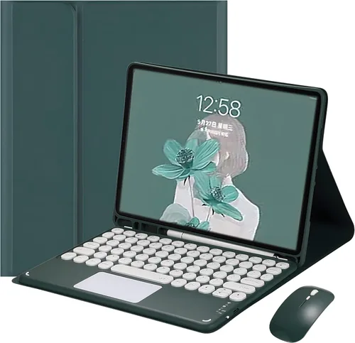 Vista 8 de Funda de teclado para Samsung Galaxy Tab A8 de 10.5 pulgadas, modelo SM-X200 X205 X207, teclado Bluetooth recargable con panel táctil, soporte