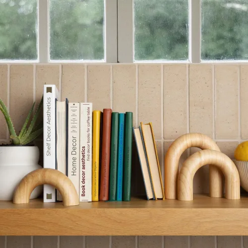 Vista 6 de Juego de 3 piezas de arcos naturales para decoración del hogar, objetos estéticos de estantes, mesa de centro y estante de estantería, objetos