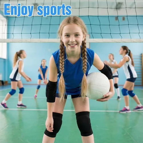 Vista 5 de Juego de 4 rodilleras de voleibol y coderas de voleibol, juego de protección para brazos y rodilleras para deportes (M)