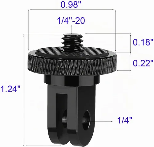 Vista 2 de Paquete de 6 adaptadores de trípode de cámara de aluminio de 1/4 "-20, compatible con cámaras de acción GoPro e Insta360, adaptador de montaje
