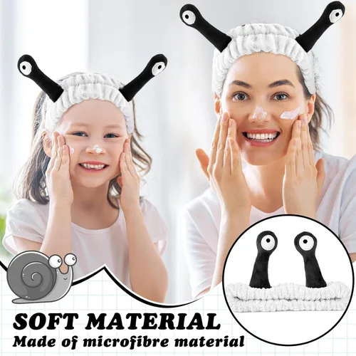 Vista 4 de Sibba Diadema de lavado facial, diademas de caracol, bandas para el cabello de spa, diademas de maquillaje, lindas diademas de forro polar coral