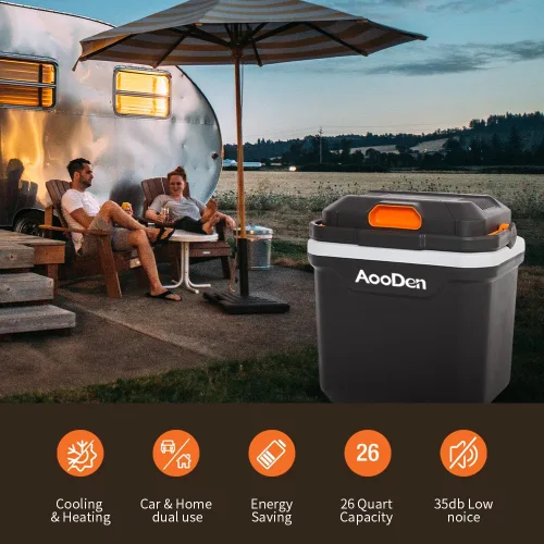 Vista 2 de Enfriador y calentador eléctrico para automóvil, capacidad de 24,7 litros, enfriador termoeléctrico sin hielo para viajes, camping, vehículos