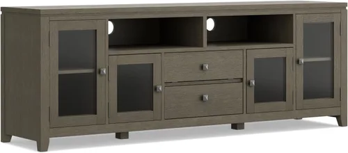 Vista 18 de Soporte Cosmopolitan de SIMPLIHOME de madera maciza negra de 48 pulgadas para televisores de hasta 50 pulgadas de ancho