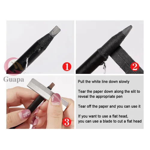 Vista 8 de 6pcs Impermeable Rojo Microblading Cejas Mapping Lápiz de Núcleo Duro Peel Off Maquillaje Permanente Lápiz de Tatuaje de Labios (Marrón)