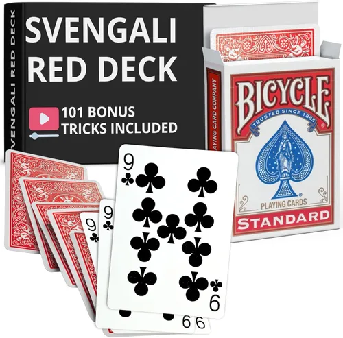 Vista 30 de Ted's Sterling Magic Precision Red Rider Back Bicycle Mazo Svengali con Instrucciones para 100+ Trucos (2 de Tréboles)