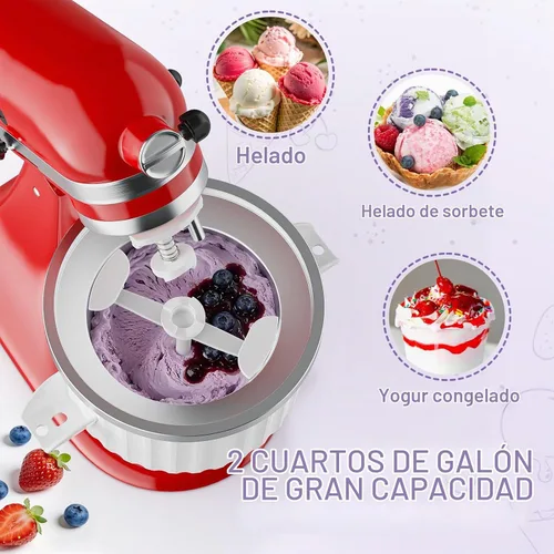 Vista 3 de Accesorio para máquina de helados KitchenAid para batidora de pie, se adapta a mezcladores KitchenAid de 4.5 cuartos de galón y más grandes, tazón