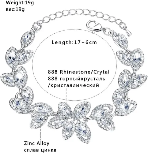 Vista 7 de mecresh Flower Teardrop Earring and Bracelets SilverGoldChampagne Bridal Jewelry Sets for Women