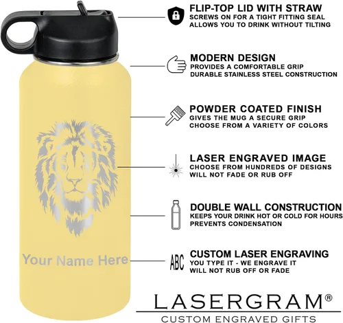 Vista 3 de LaserGram Botella de agua personalizada de 32 onzas, jugador de softbol Regalo grabado para jugadores de sóftbol, acero inoxidable aislado al vacío
