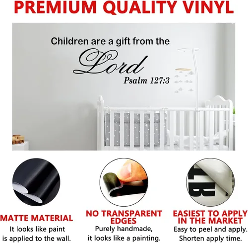 Vista 2 de AnFigure Calcomanías de pared para niños, calcomanías de pared de las Escrituras, citas para sala de estar, versículo bíblico, oración de Dios