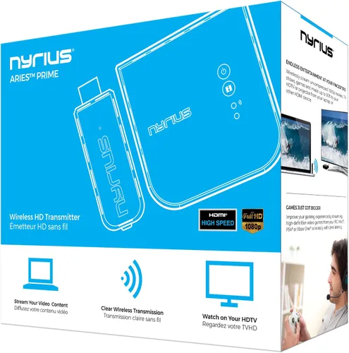 Vista 9 de Nyrius Aries Prime - Transmisor y receptor de video inalámbrico HDMI para transmisión de video HD 1080p 3D y audio digital desde laptop, PC, cable