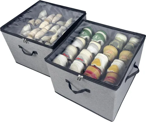 Vista 11 de Caja organizadora de zapatos, paquete de 2, organizador de almacenamiento de zapatos con cubierta transparente, divisores ajustables para 16-32