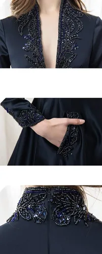 Vista 5 de Kivary Vestido de noche de manga larga vintage con cuello en V y línea A
