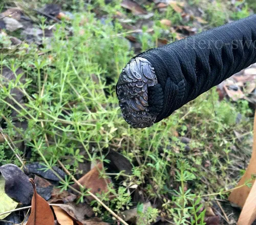 Vista 6 de Espada de espiga completa hecha a mano de 41 pulgadas, katana japonesa de espiga completa forjada a mano, espada samurái de combate real, espada