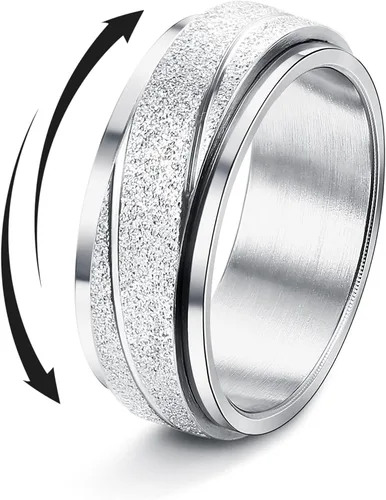 Vista 13 de Magitaco Anillos giratorios de acero inoxidable, anillos para ansiedad, anillos de ansiedad para mujeres y hombres