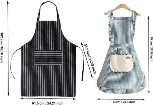 Vista 2 de Delantal para padres e hijos, delantales para mujeres con bolsillos, delantales ajustables para niños y niñas, regalos de cocina para mujeres