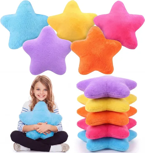 Vista 10 de Soaoo 5 almohadas esponjosas con forma de estrella para niños, decoración estética, suave y preppy lindo cojín para sofá, sala de estar, dormitorio
