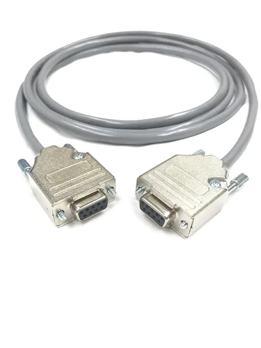 Vista 2 de Custom Cable Connection Cable serie DB9 hembra a hembra RS232 de 6 pies - 24 AWG con cubierta de PVC gris - Fabricado en Estados Unidos