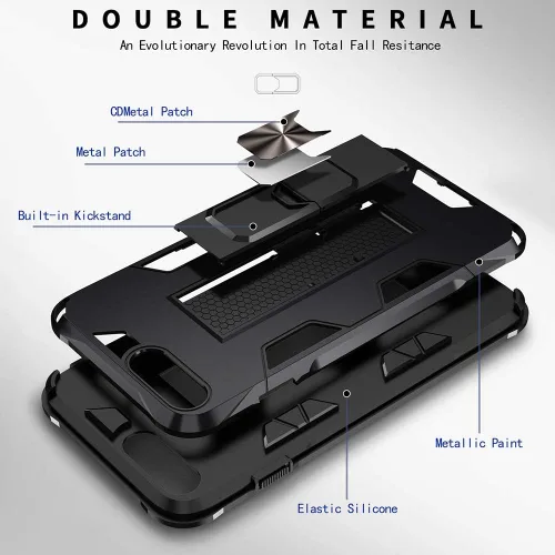 Vista 7 de Funda para iPhone 8 Plus 7 Plus 6 Plus con protector de pantalla de grado militar integrado con soporte de apoyo, armadura resistente a prueba