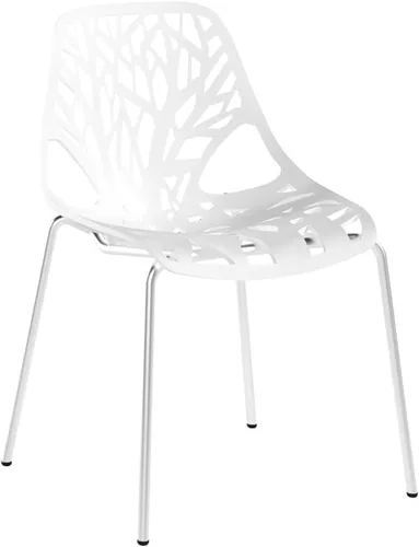 Vista 5 de Sillas de comedor de plástico acrílico de abedul (juego de 4 unidades), Plástico, metal, Blanco