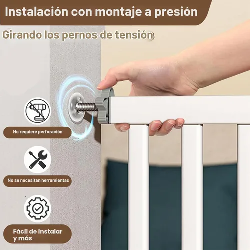 Vista 5 de Puerta para bebé extra alta de 41 pulgadas para perros grandes y mascotas en interiores, sin saltos, 30-32.6 pulgadas de ancho, puerta resistente