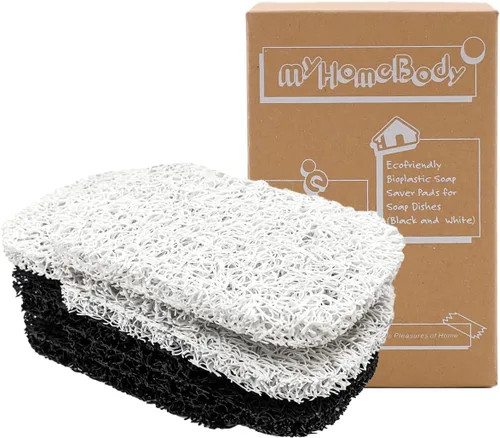 Vista 7 de myHomeBody Jabonera, almohadillas elevadoras para plato, juego de 6 – 3 beige, 3 grises Soporte de barra de drenaje eficiente para ducha