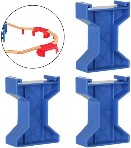 Vista 5 de 3 unids/set tren puente muelles de madera ferroviario accesorios modelo puente tren, estilo A azul