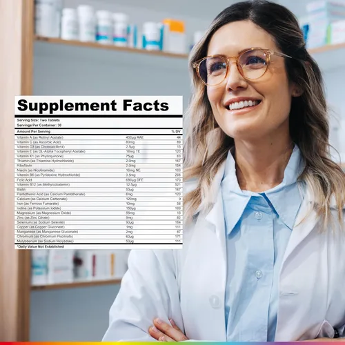 Vista 3 de Health & Her Multivitamínico para mujeres con ciclos naturales mensuales - Suplementos para mujeres - Apoyo nutricional y bienestar para el ciclo