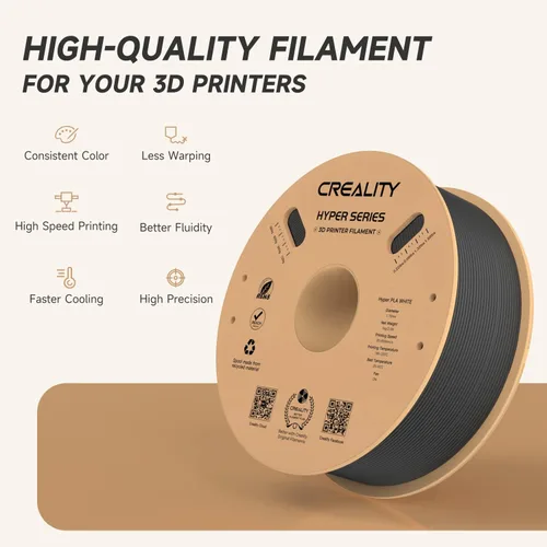 Vista 2 de Filamento PLA oficial de Creality Hyper de 1.75 mm, filamento PLA de alta velocidad de 30-600 mm/s para impresora 3D rápida, precisión dimensional