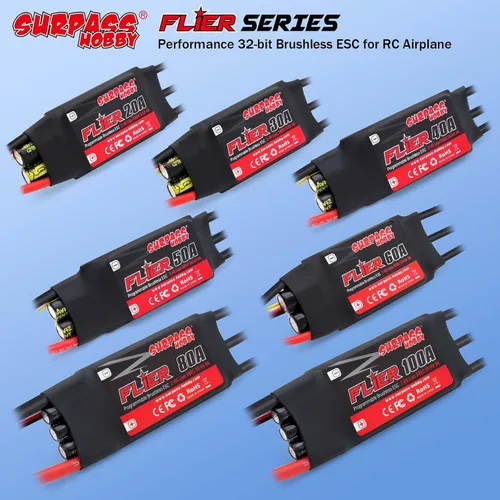 Vista 2 de Surpass 20A ESC sin escobillas 5.5V/4A BEC, XT60 y enchufe de 0.1 in para RC de ala fija