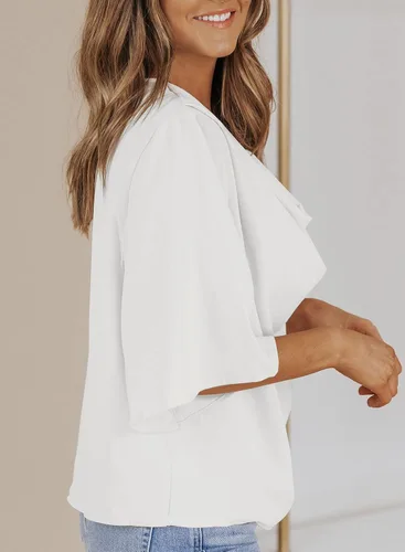 Vista 5 de Dokotoo - Blusas y tops de gasa de manga corta para mujer