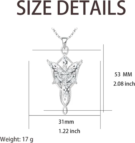 Vista 2 de RXYIWW Lord of The Ring Arwen Evenstar Collar de El Señor de los Anillos Regalos Hobbit Collar con colgante de circonita cúbica, joyería élfica