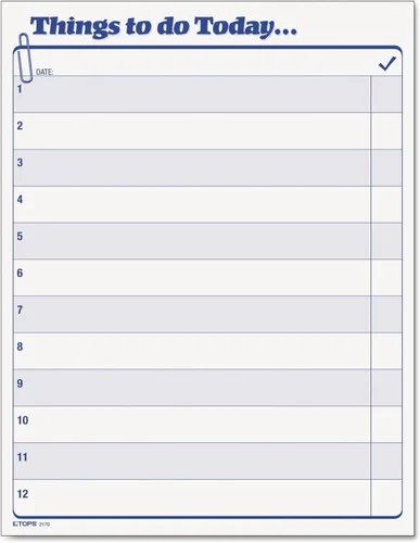 Vista 3 de TOPS Agenda diaria Things to Do Today Pad, 8.5 x 11 pulgadas, bloc de 100 hojas (2170)